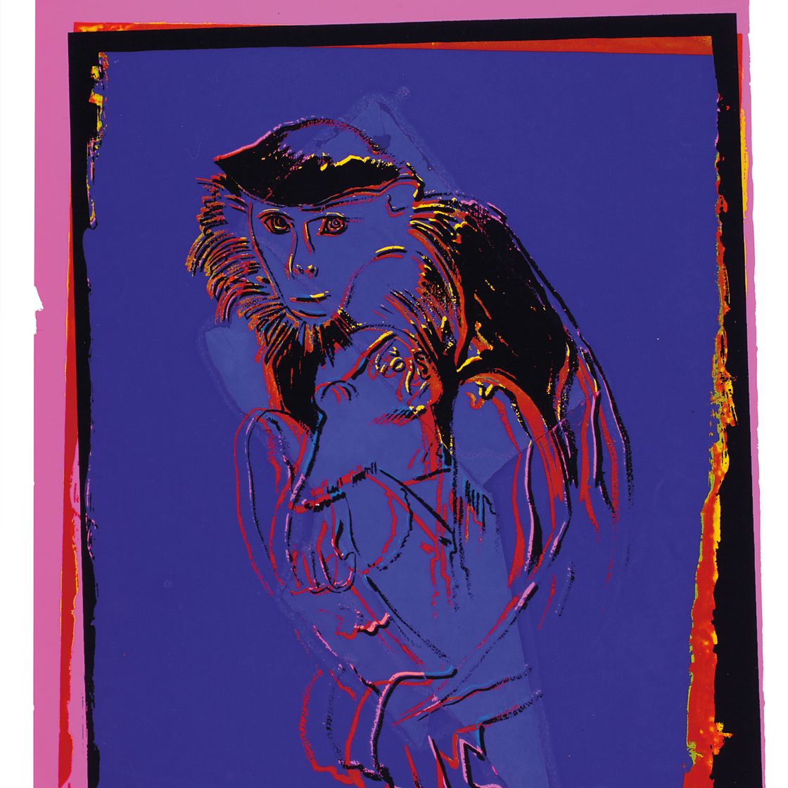 Andy Warhol — Дук Лангур (Мать и дитя), из серии "Исчезающие животные"