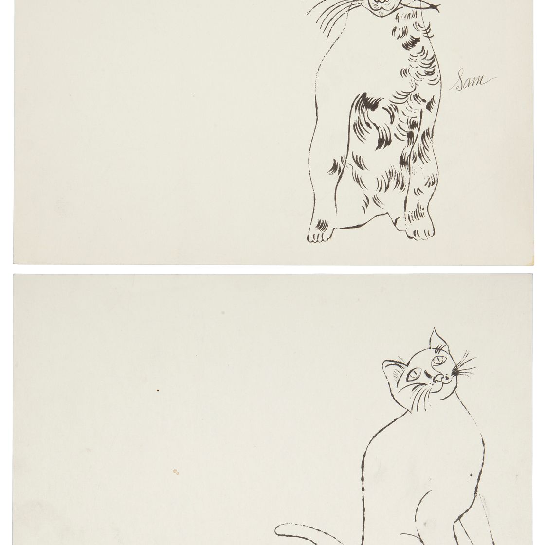 Andy Warhol — 25 кошек по имени [d] Сэм и одна голубая киска : две таблички (см. F. & S. IV.53B и IV.68B)