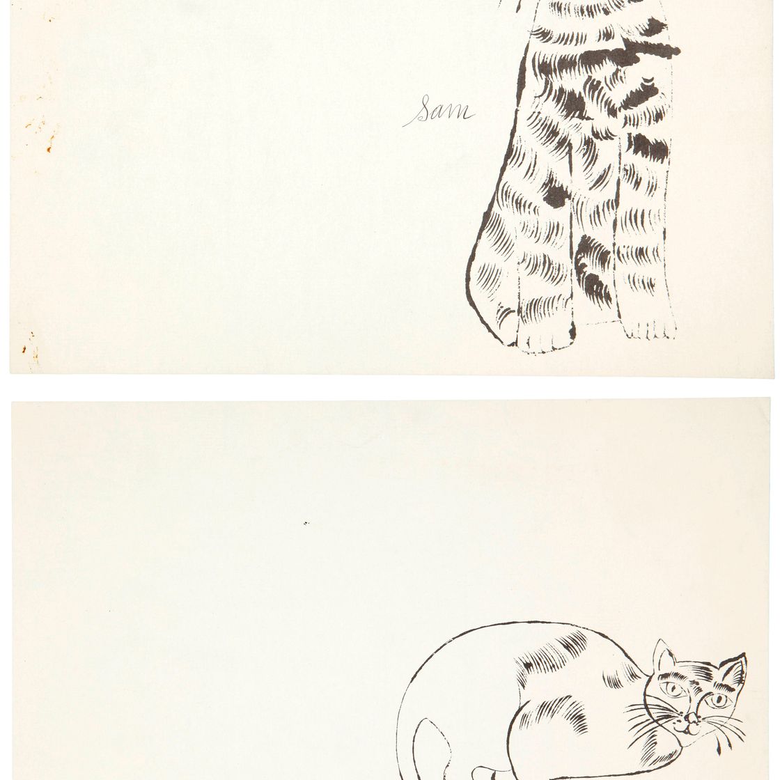 Andy Warhol — 25 кошек по имени [d] Сэм и одна голубая киска: две таблички (см. F. И S. IV.54A и IV.67A)