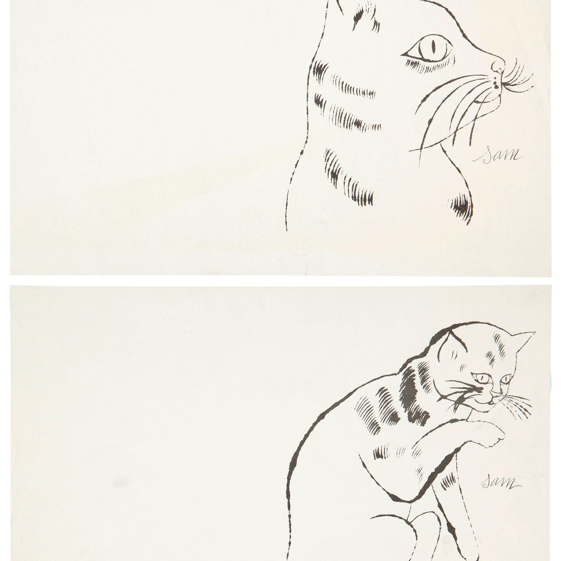 Andy Warhol — 25 кошек по имени [d] Сэм и одна голубая киска: две таблички (см. F. и S. IV.57A и IV.64A)