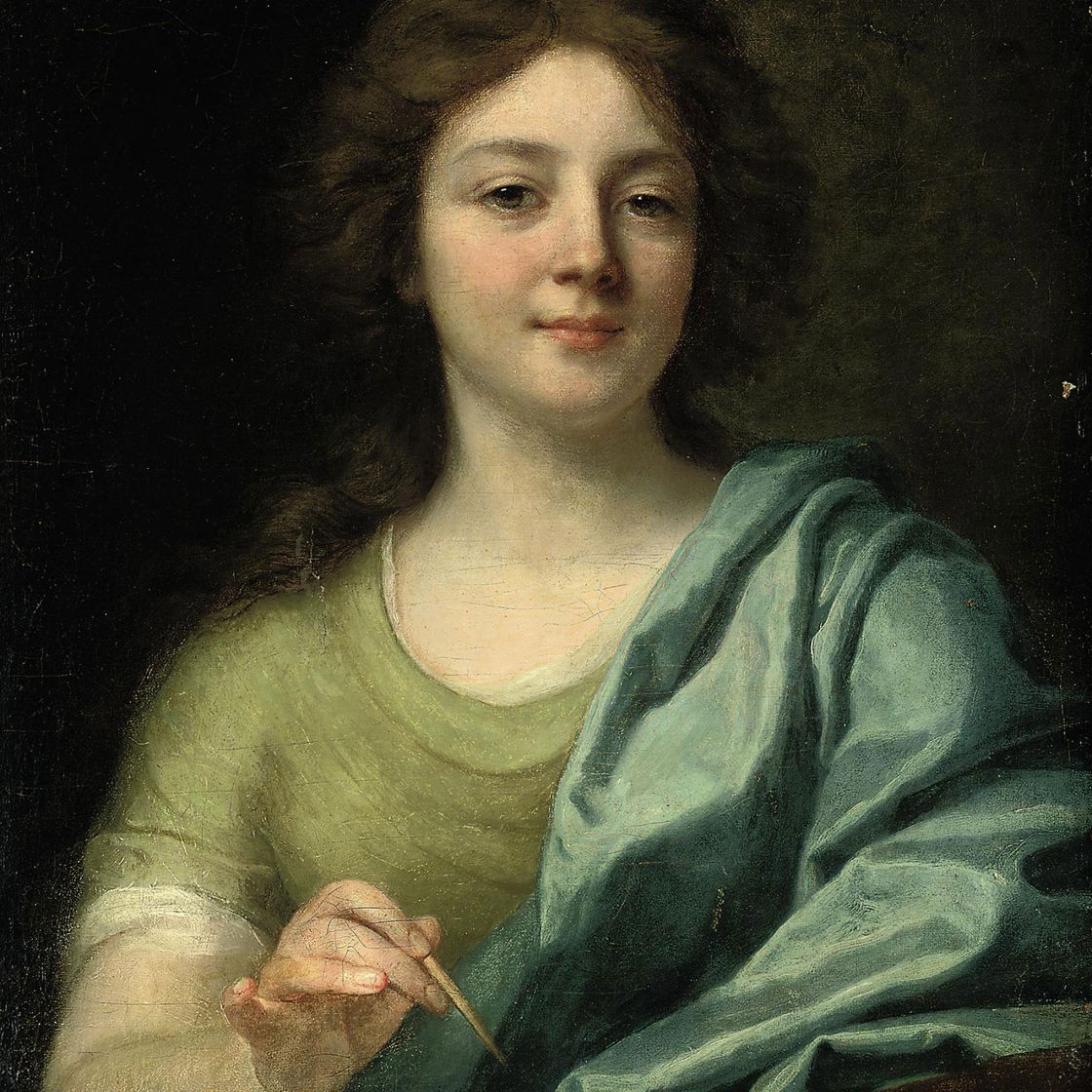 Angelica Kauffmann — Портрет художницы в полный рост, с кистью в правой руке и палитрой в левой