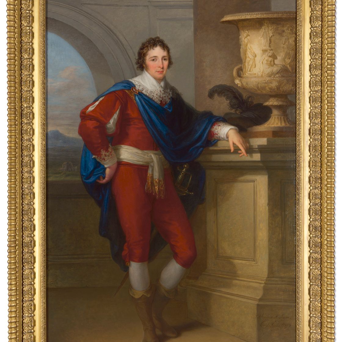 Angelica Kauffmann — Портрет в пестром костюме Уильяма Генри Лэмбтона (1764-1797) в стиле Ван Дейка, изображение 1