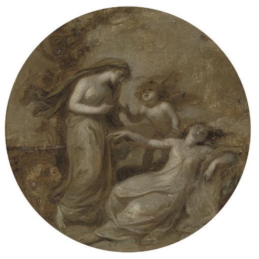Angelica Kauffmann — Любовь побеждает благоразумие в гризайле, в притворном хороводе