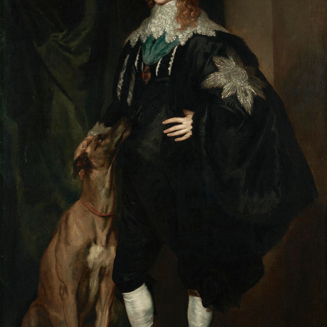 Anthony van Dyck — Портрет Джеймса Стюарта, 4-го герцога Леннокса и 1-го герцога Ричмонда (1612-1655), в полный рост, со звездой и подвязкой ордена Подвязки, с собакой у ног., изображение 2