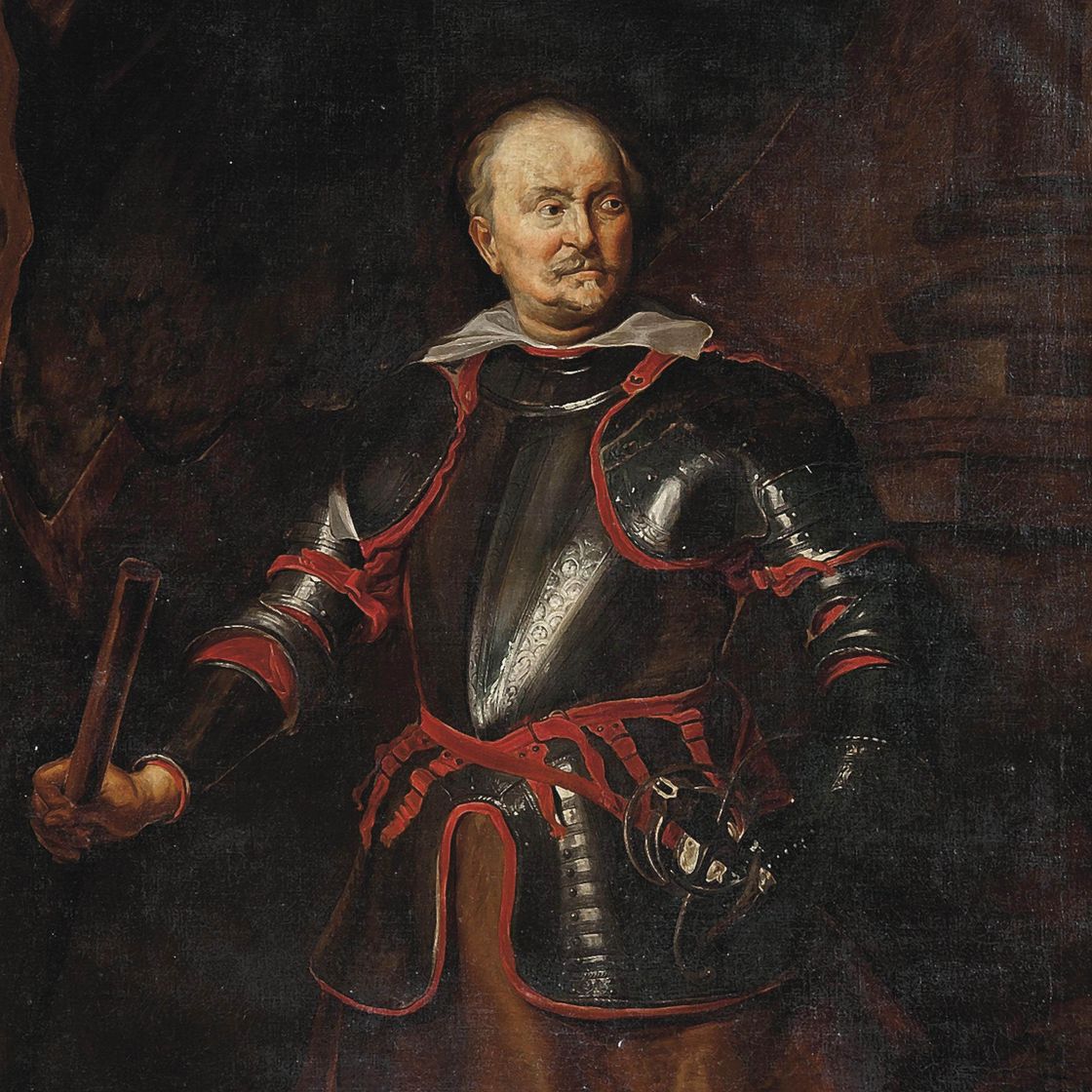 Anthony van Dyck — Портрет джентльмена в три четверти роста, в доспехах, с дубинкой в правой руке