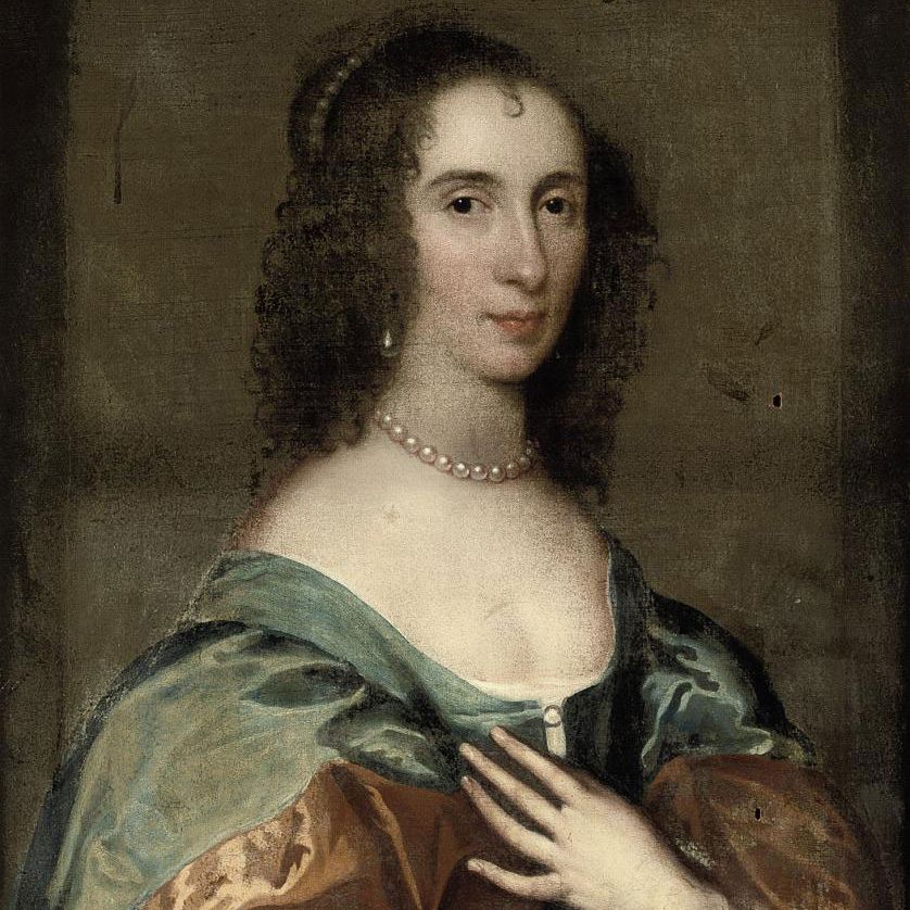 Anthony van Dyck — Портрет леди, которую традиционно называют миссис Бриджит Рид, длиной до груди, в синем платье с накидкой цвета ржавчины, украшенной жемчугом