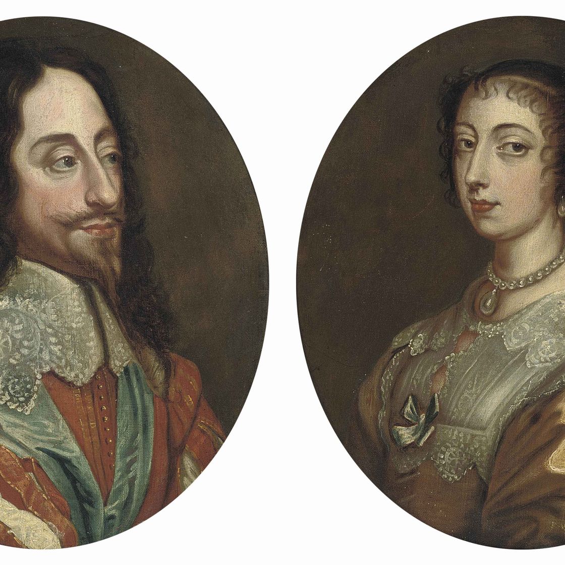Anthony van Dyck — Портрет Карла I (1600-1649), длина до груди; и портрет королевы Генриетты Марии (1609-1669), длина до груди