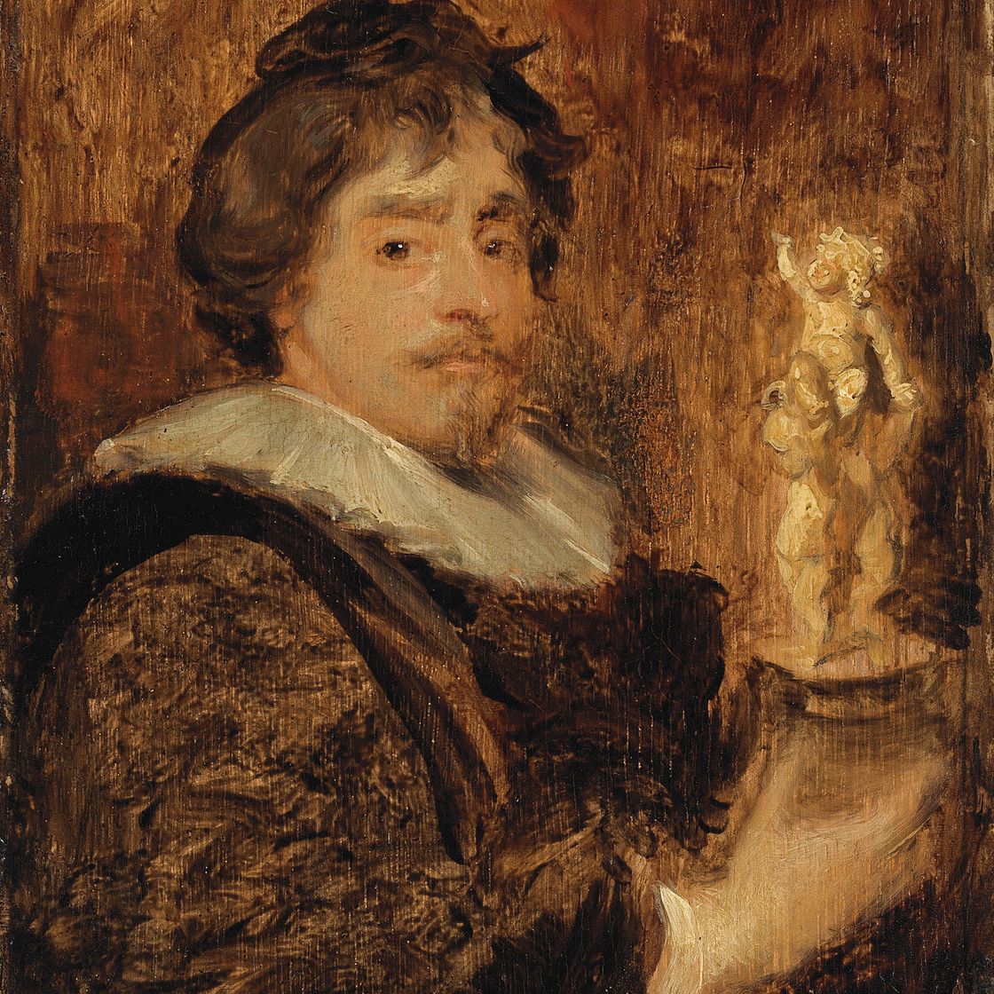 Anthony van Dyck — Портрет Франса Дюкеснуа (1597-1643), поясной, с классическим макетом