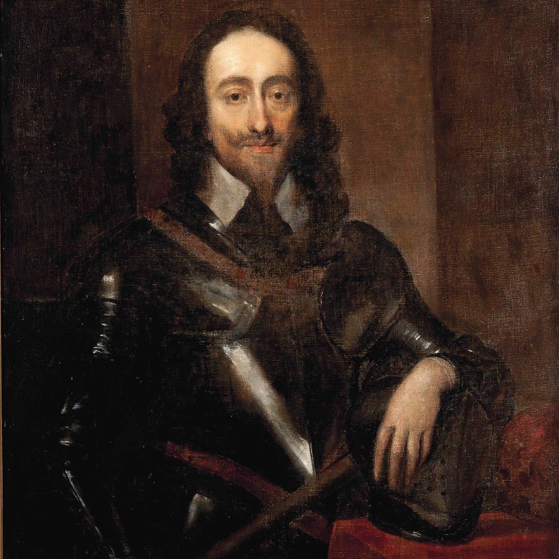 Anthony van Dyck — Портрет короля Карла I (1600-1649) в полный рост, в доспехах, с жезлом в руке и левой рукой, опирающейся на шлем.