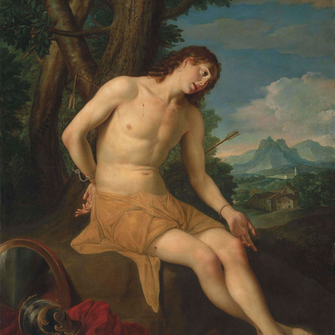 Anton Raphael Mengs — Святой Себастьян, окруженный обширным горным ландшафтом