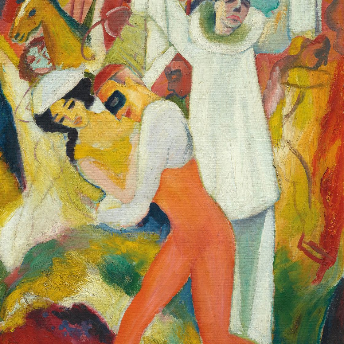 August Macke — Женщина-Баденде (справа); Пьеро с Танзерпаром (сзади), изображение 2