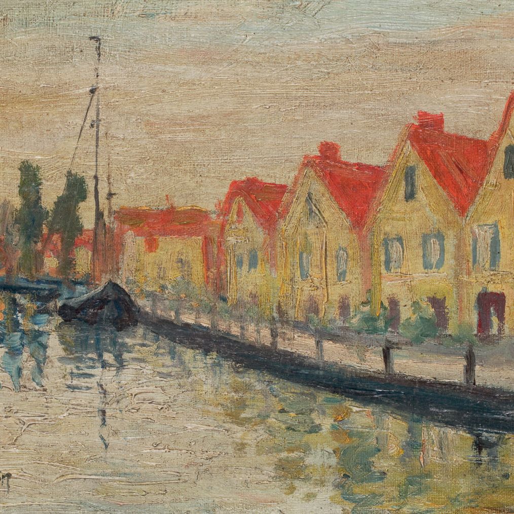 Auguste Herbin — Дом с красными стенами, улица на набережной Брюгге