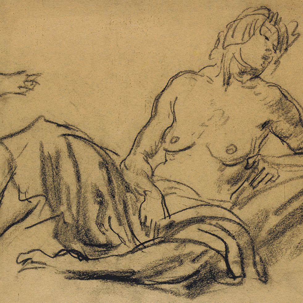 Augustus John — Сидящая полуобнаженная женщина