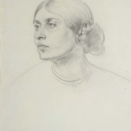 Augustus John — Этюд молодой девушки, до пояса, около 1900 года