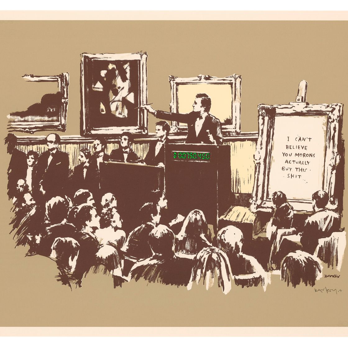 Banksy — Идиоты (сепия)