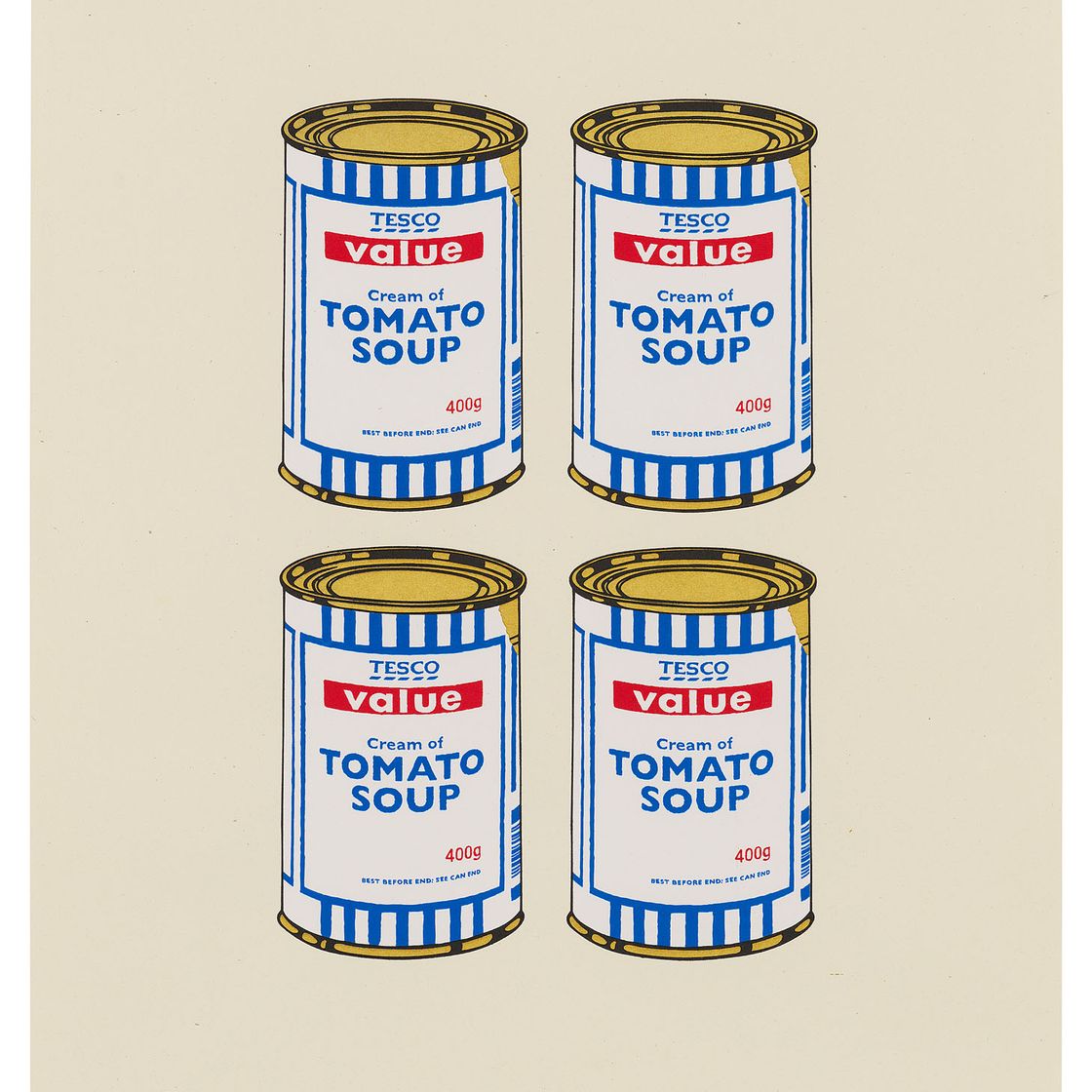 Banksy — Четыре банки супа - золотистого на сливках