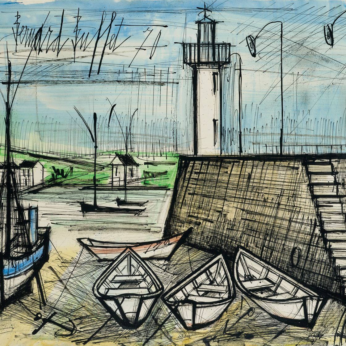 Bernard Buffet — Машина и синий барк, изображение 1