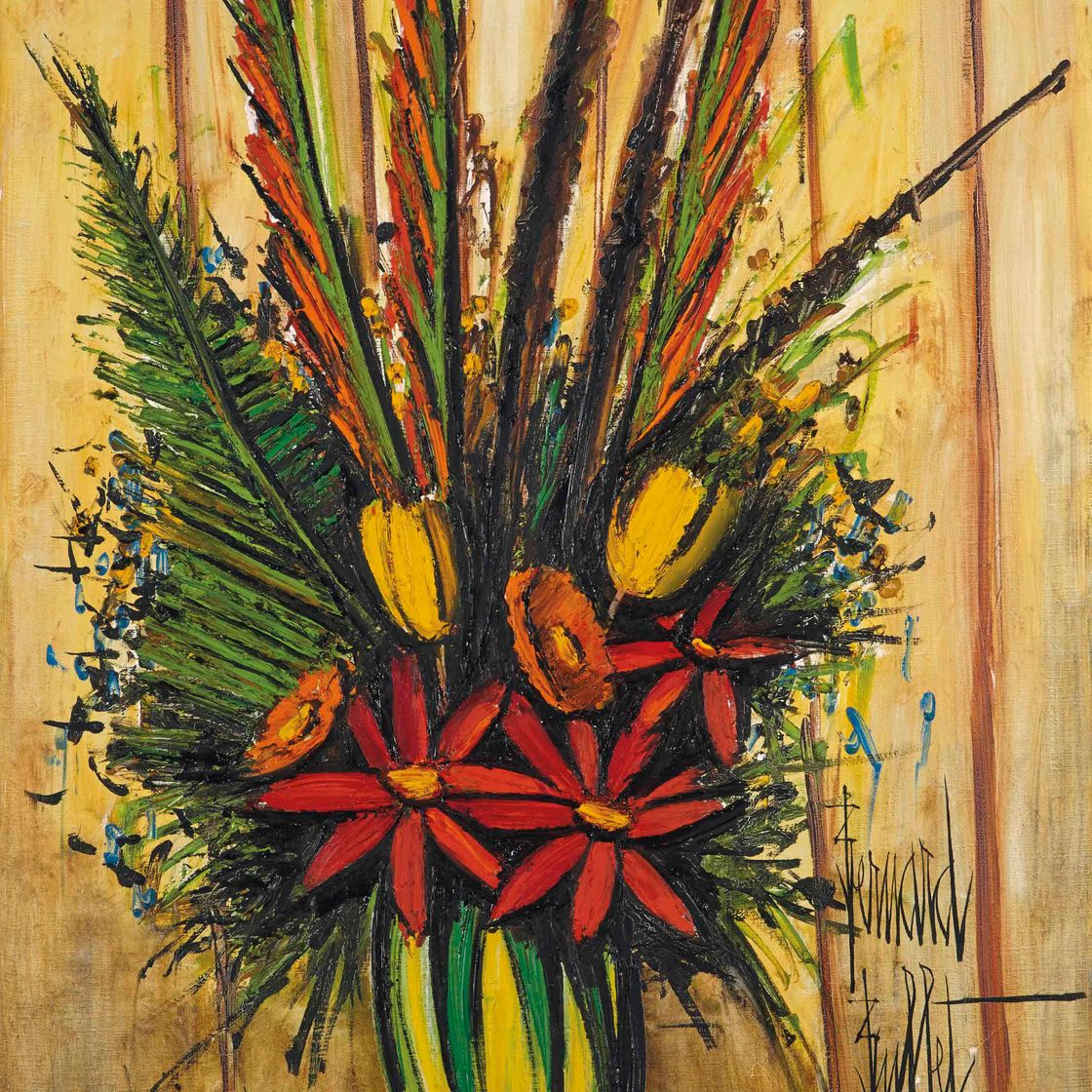 Bernard Buffet — Букет в вазе, желтый и красный