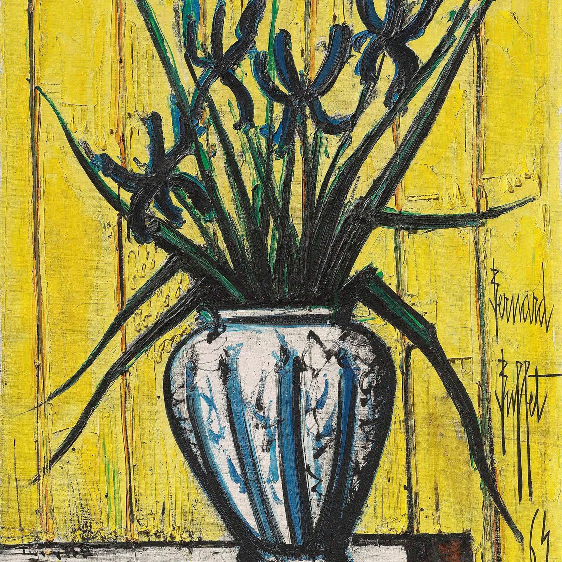 Bernard Buffet — Синий ирис в вазе