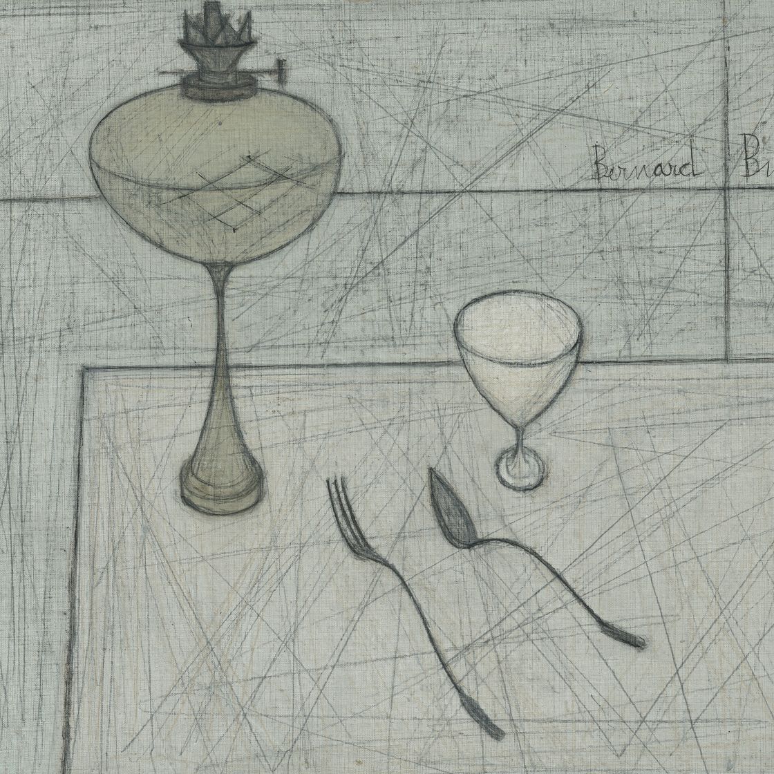 Bernard Buffet — Смерть природы в виде лампы, петушка, кокетки, фуршета и кюльера, изображение 1