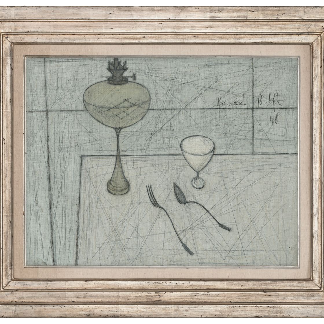 Bernard Buffet — Смерть природы в виде лампы, петушка, кокетки, фуршета и кюльера, изображение 2