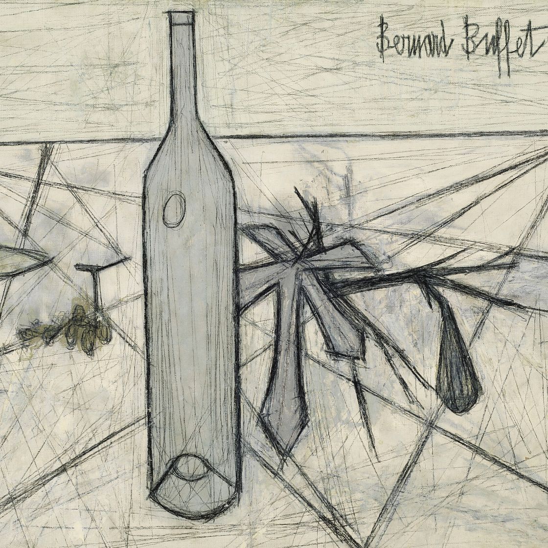 Bernard Buffet — Бутыль и фейль с фигурами