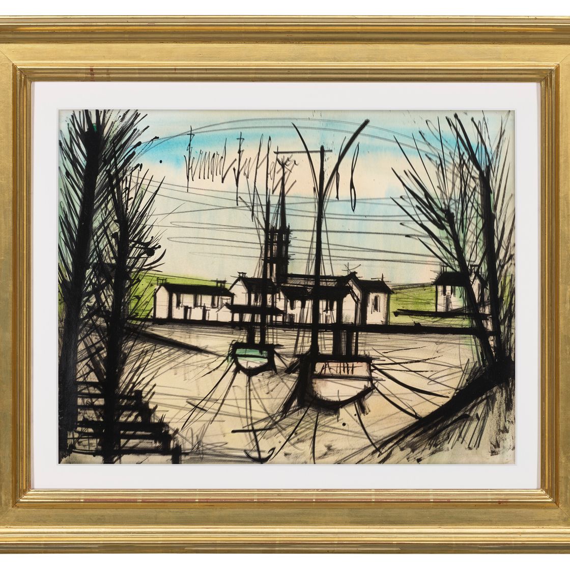 Bernard Buffet — Деревня и барки, изображение 2