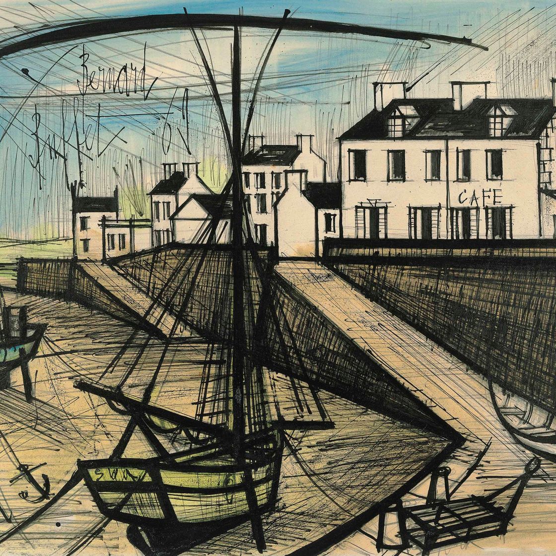 Bernard Buffet — Яхта, барки на морском дне