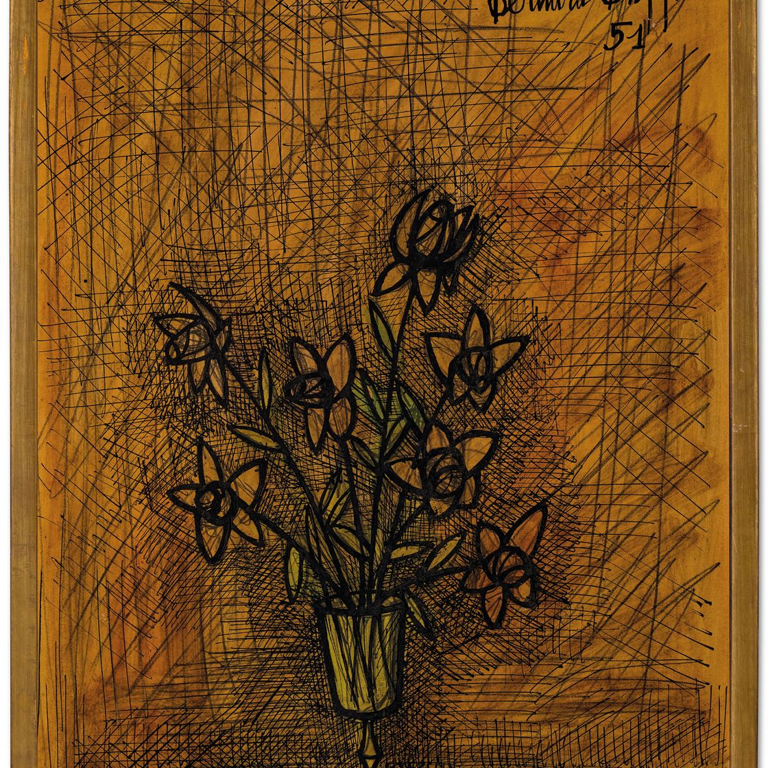 Bernard Buffet — Розы оранжевые, изображение 2