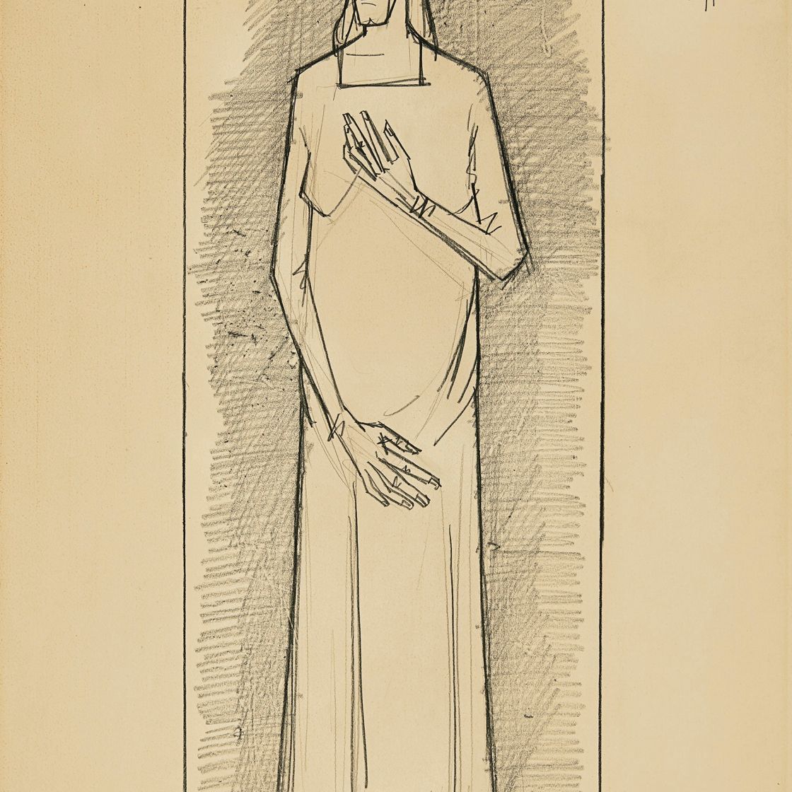 Bernard Buffet — Страсти Христовы—Женщина в одеянии до колен