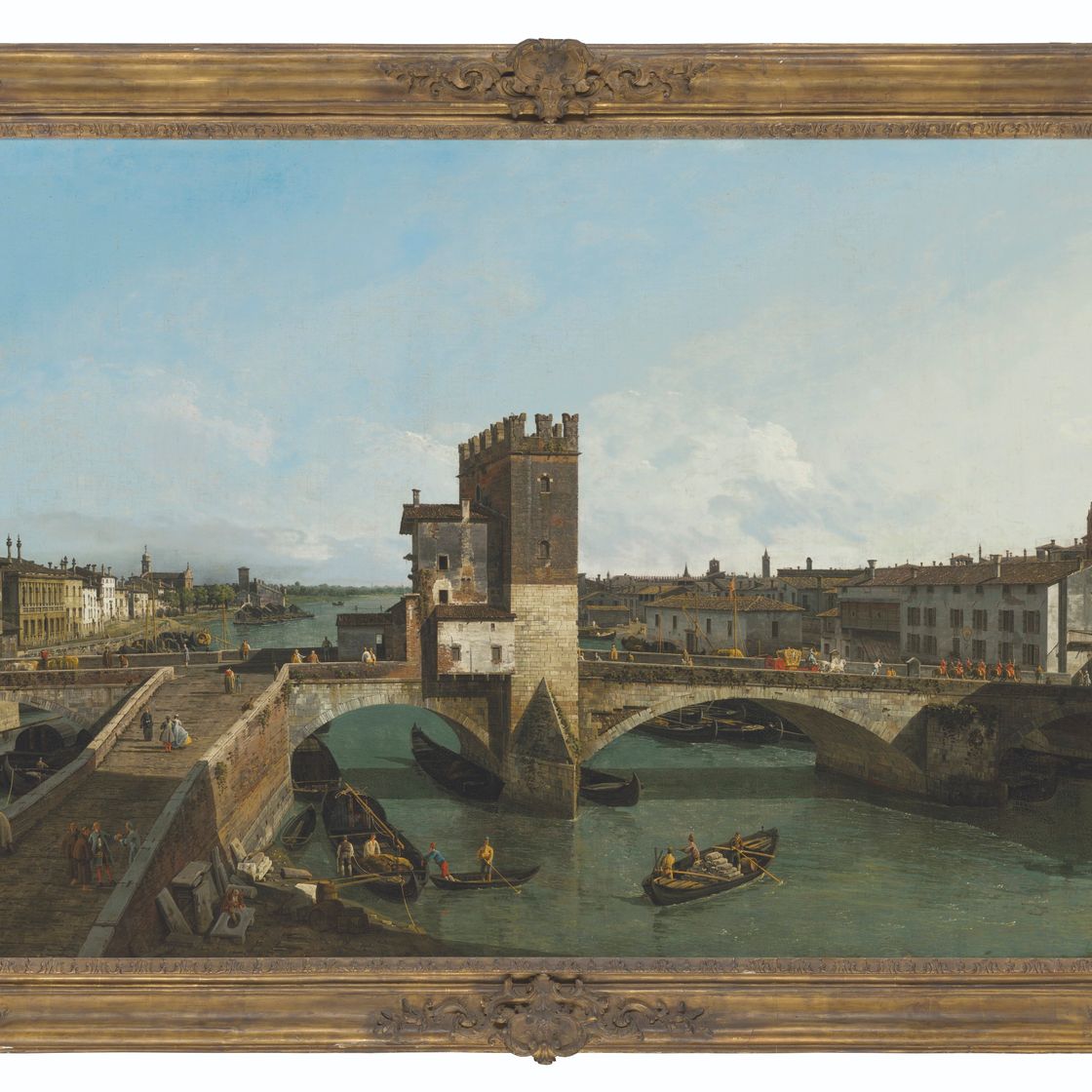 Bernardo Bellotto — Вид на Верону с моста Нави, изображение 2