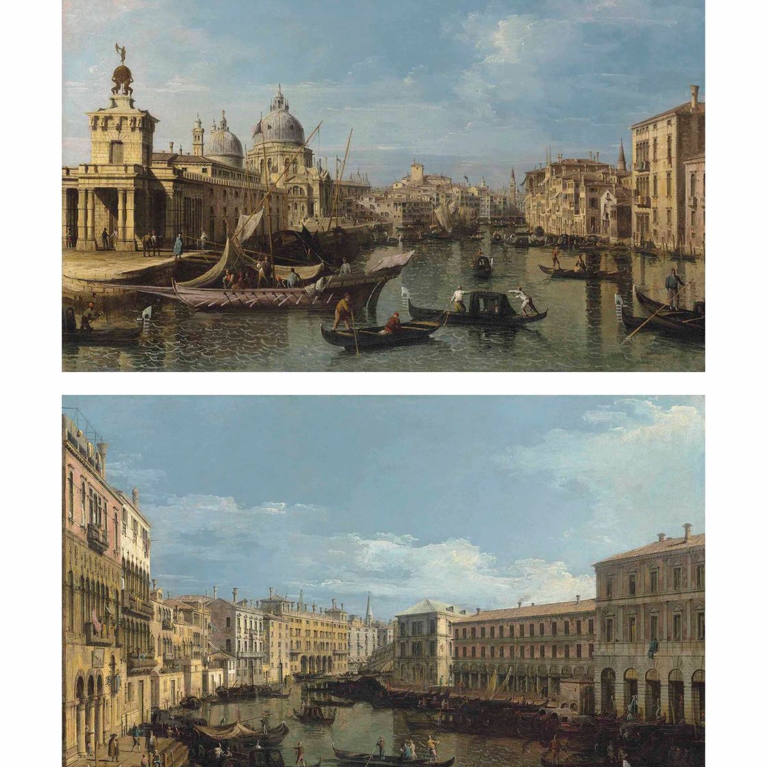 Bernardo Bellotto — Венеция: Вход в Гранд-канал и Гранд-канал от Ка-да-Мосто до Фабри-Брише-Нуове с мостом Риальто., изображение 1