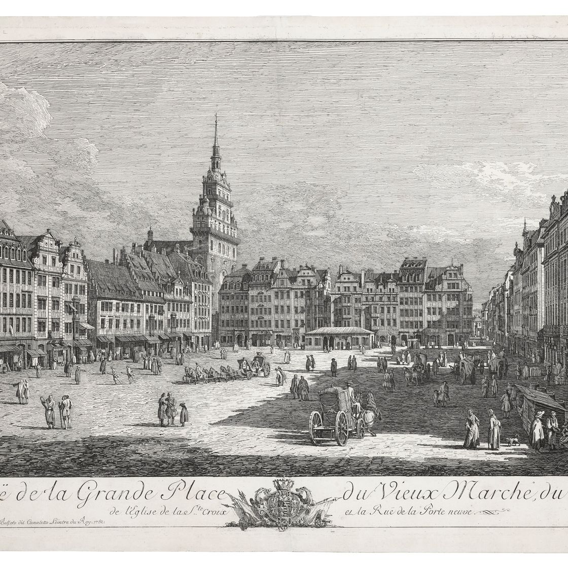 Bernardo Bellotto — Улица Гранд-Плас, Старый марш, Замок Святого Креста и улица Новых ворот ("Альтмаркт в Дрездене")