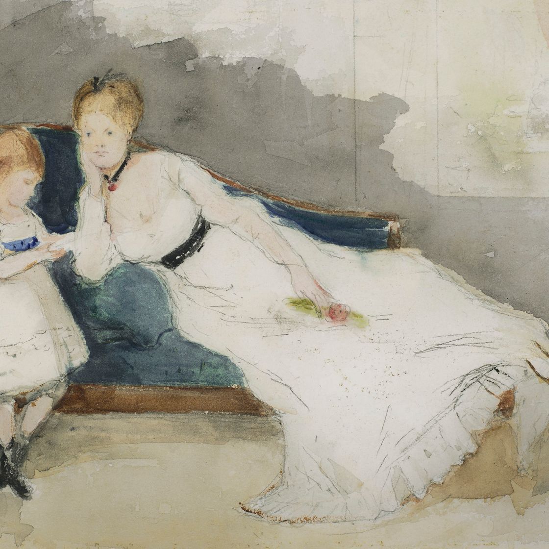 Berthe Morisot — Мадам Гобийяр и ее дочь Поля, изображение 1