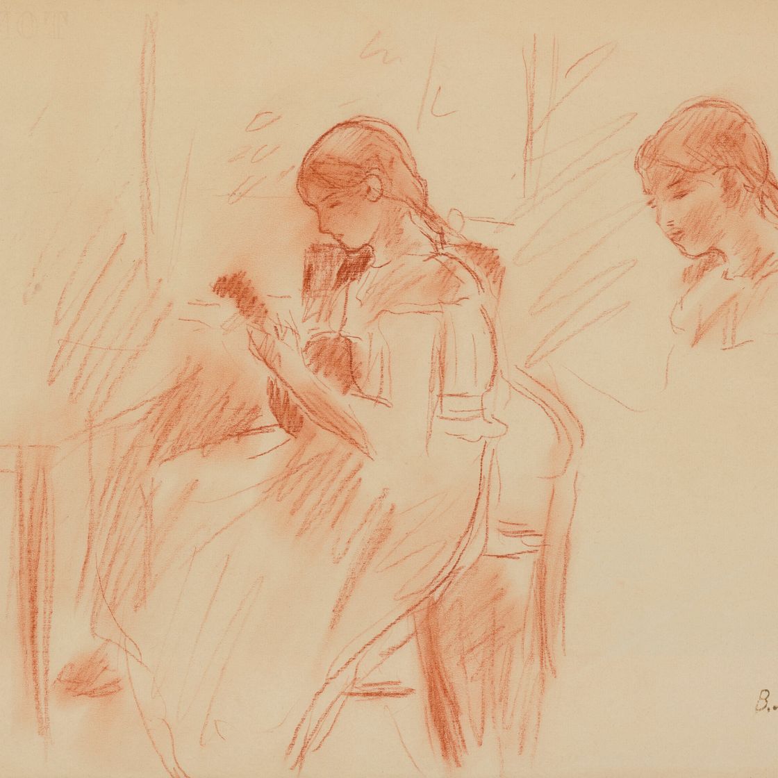 Berthe Morisot — Мандолина ( прямая ); Этюд ( оборотная сторона ), изображение 1