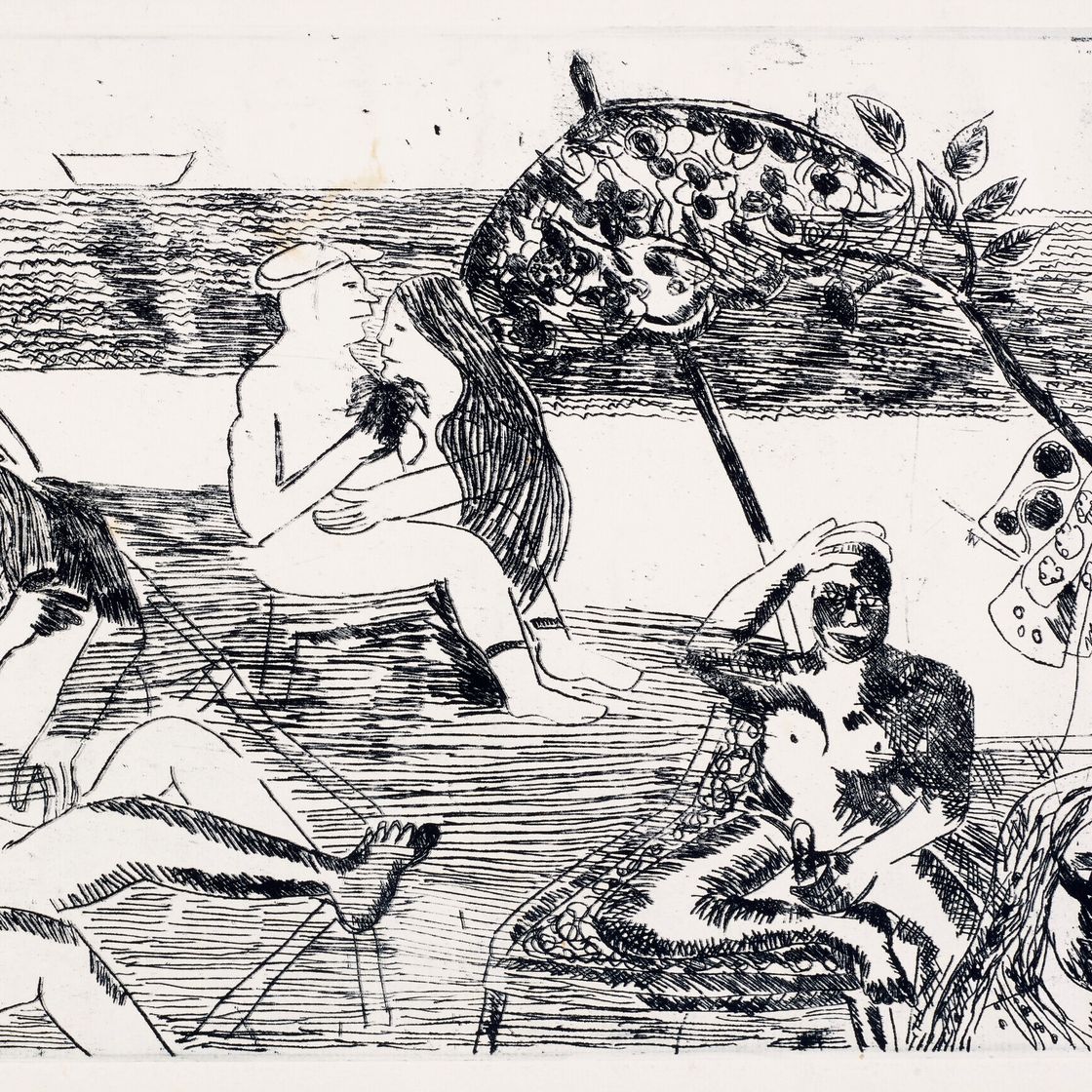 Bhupen Khakhar — Без названия (Открытки); Без названия (Пляж); Лотос, изображение 3