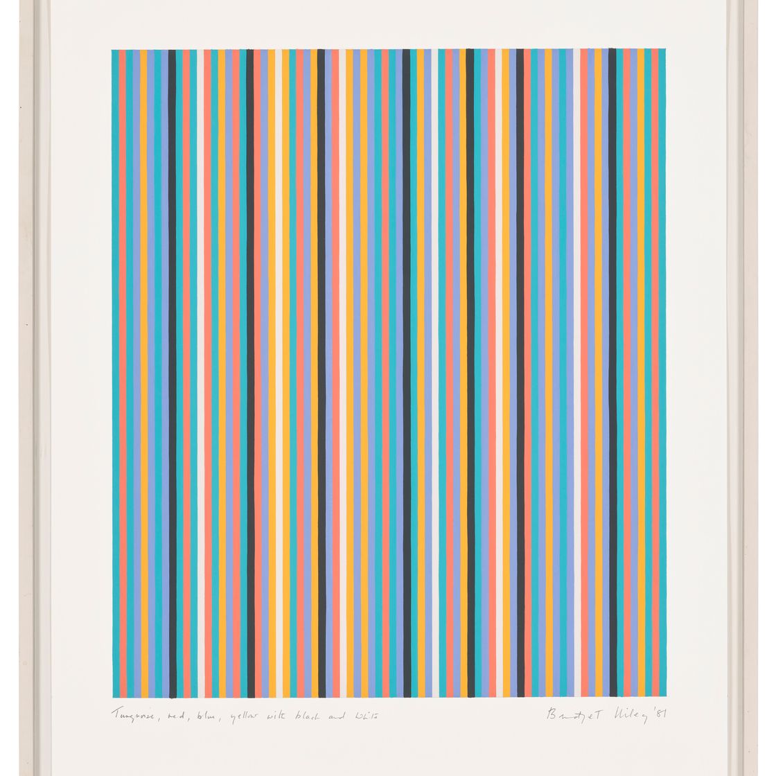 Bridget Riley — Бирюзовый, красный, синий, желтый с черным и белым, изображение 2