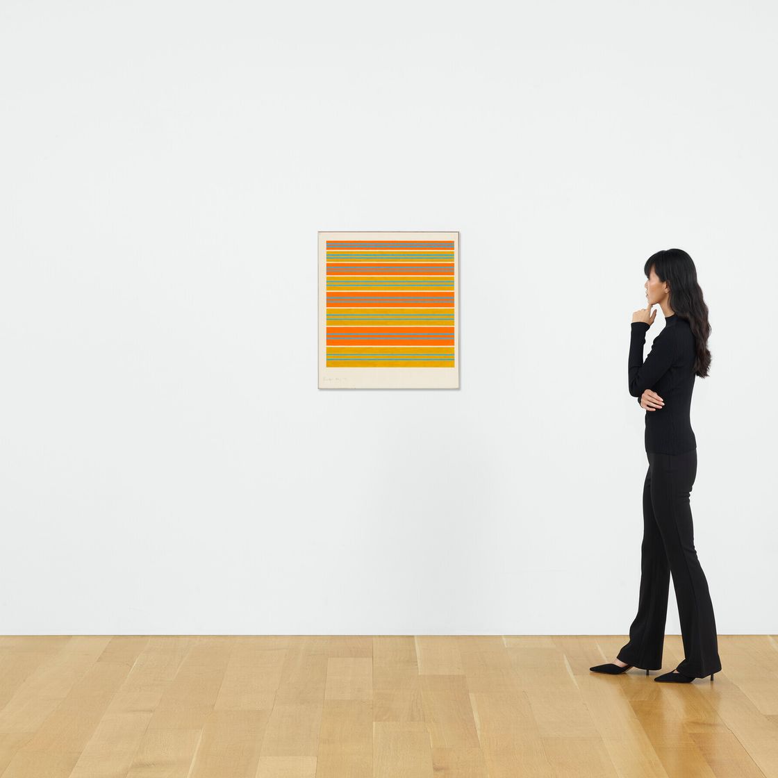 Bridget Riley — Синий на оранжевом и охряном фоне, изображение 3