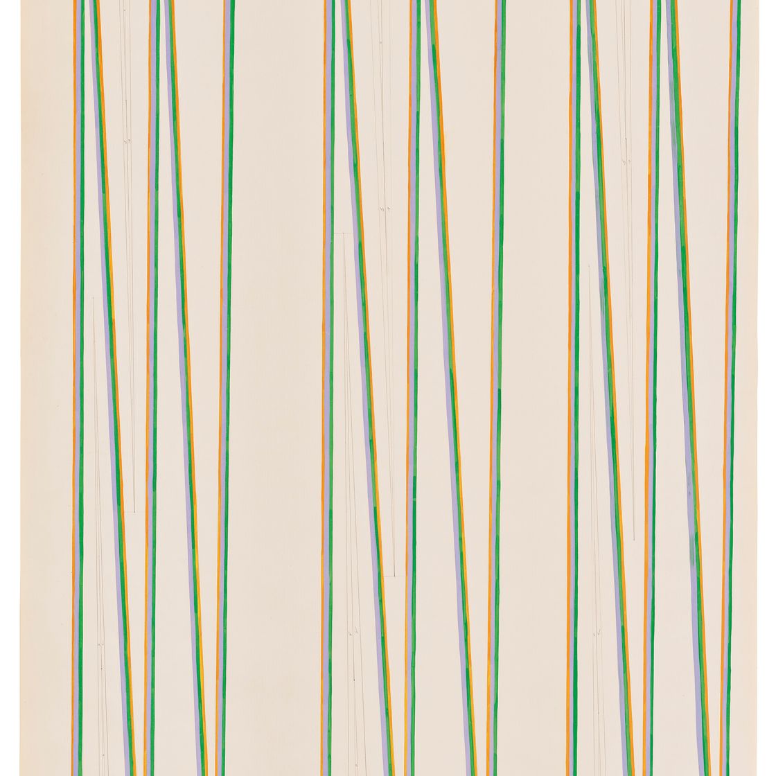 Bridget Riley — Оранжевый, фиолетовый и зеленый, вытянутый треугольник., изображение 1