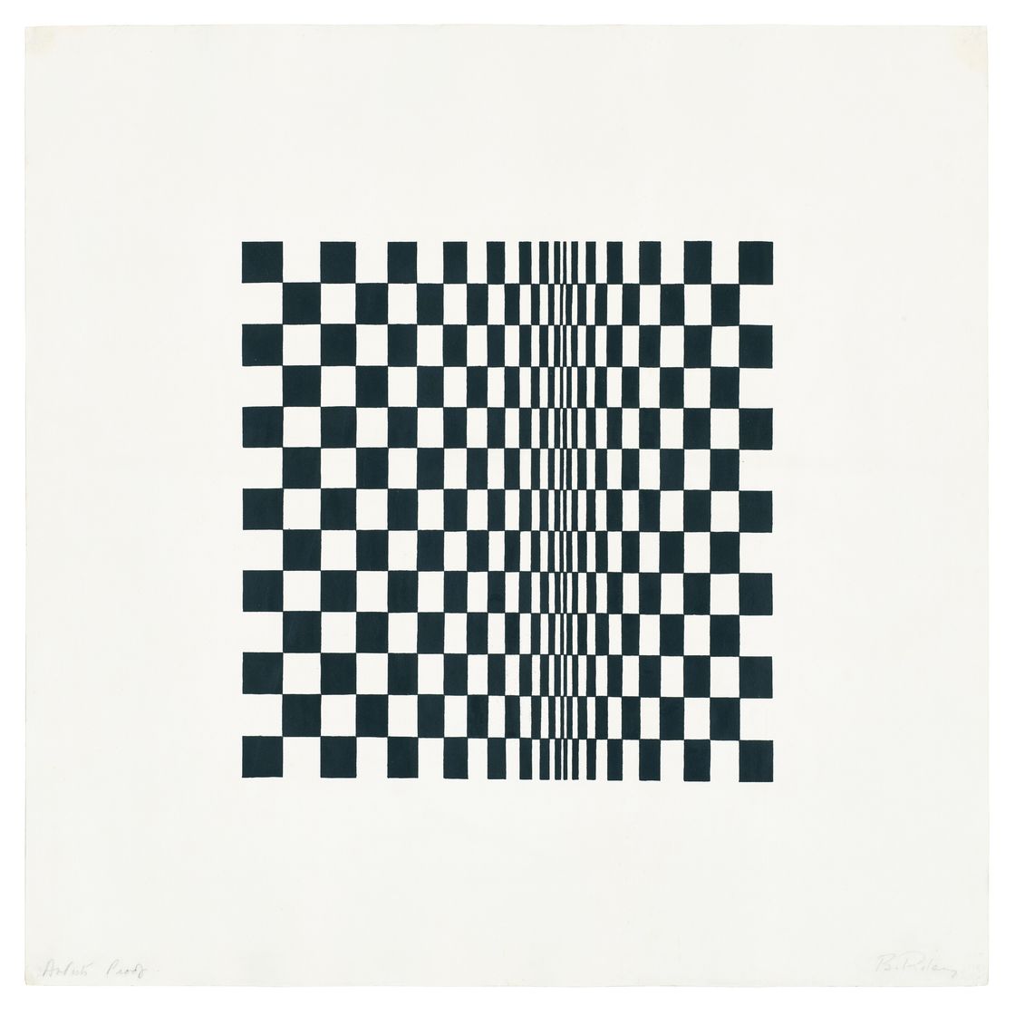 Bridget Riley — Без названия (основано на перемещении по квадратам)