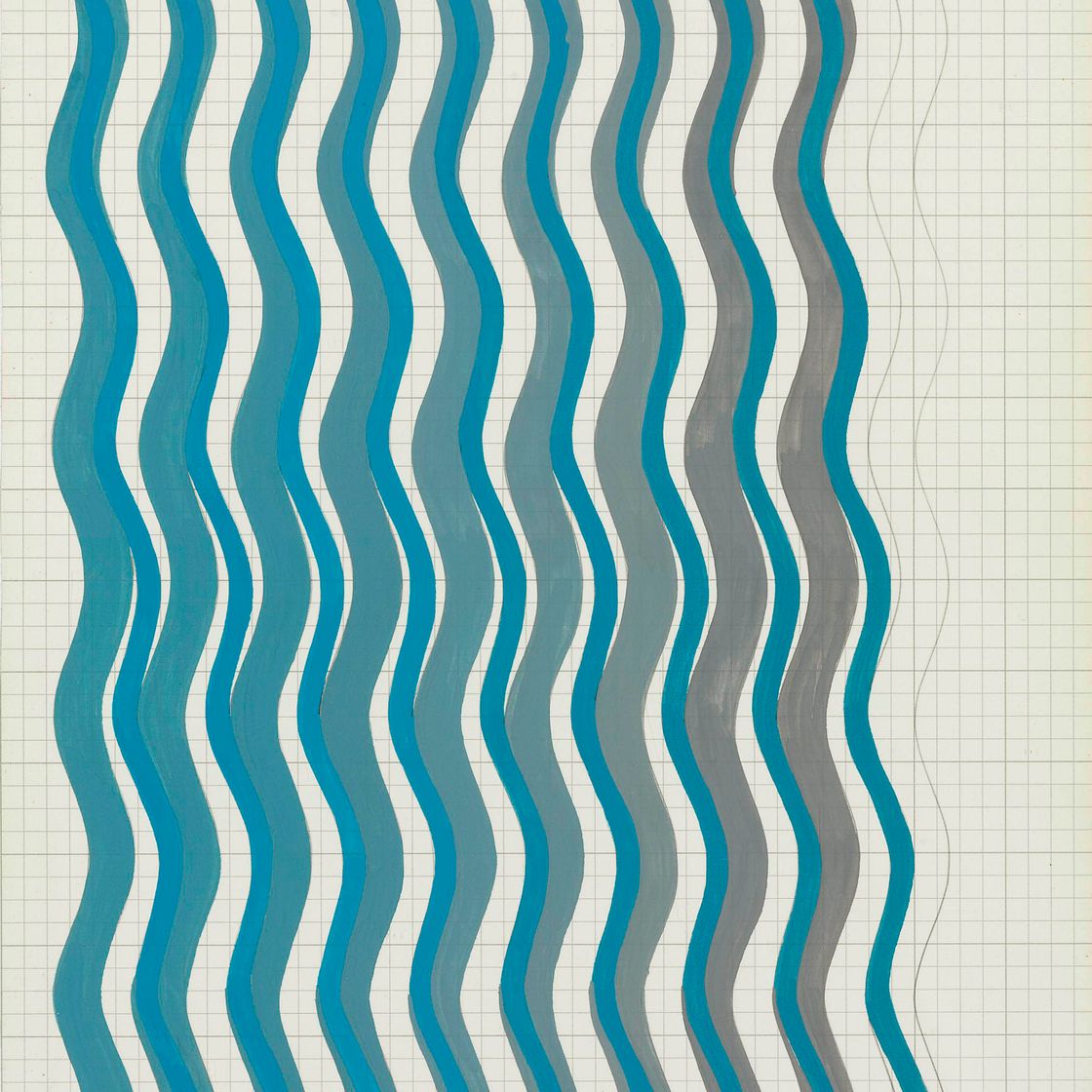 Bridget Riley — Бирюзово-серые тона (изгиб)