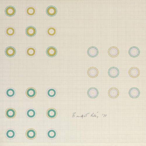 Bridget Riley — Опоясывающие диски, Бирюзовые, Оранжевые, Пурпурные