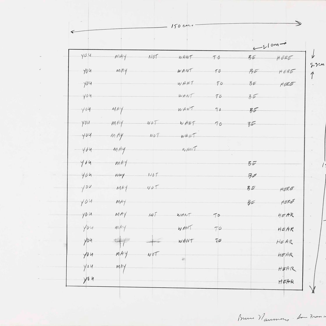 Bruce Nauman — Этюд для первого стихотворения
