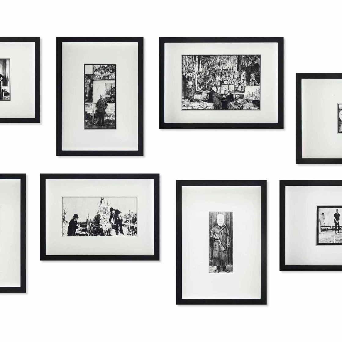 Bruce Nauman — (i) Мондрайн в своей парижской студии (ii) Мунк в своей студии (iii) Татлин в своей студии (iv) Сезанн (v) Джеймс Энсор, сидящий перед картиной "Въезд Христа в Брюссель" (vi) Крис Берден (Kick Piece) (vii) Отто Дикс в своей студии (viii) Брюс Науман