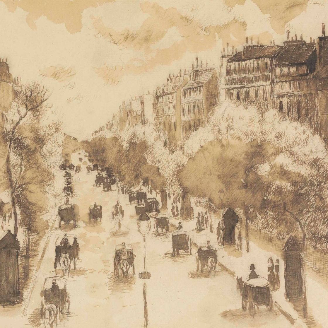 Camille Pissarro — Фиакры на бульваре Монмартр