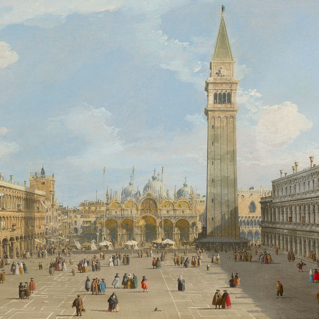 Canaletto — Площадь Сан-Марко в Венеции, обращенная на восток, в сторону базилики, изображение 1