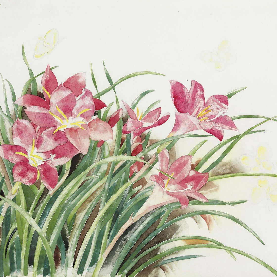 Charles Demuth — Розовые лилии и бабочки