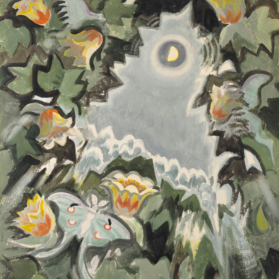 Charles Ephraim Burchfield — Июньская ночь (Лунный мотылек, тюльпанное дерево в цвету при лунном свете)