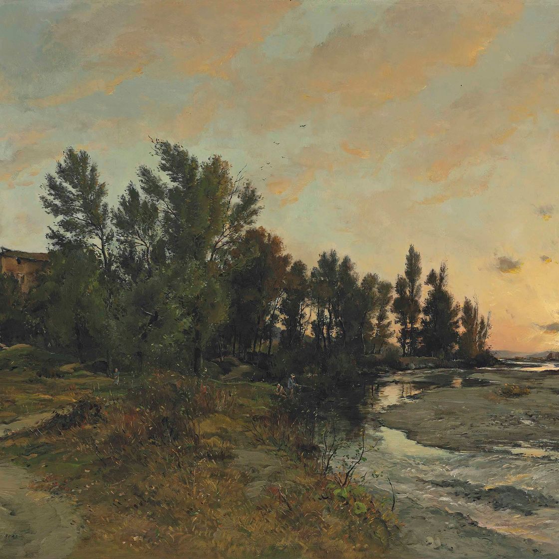 Charles François Daubigny — Закат солнца близ Фонтенбло