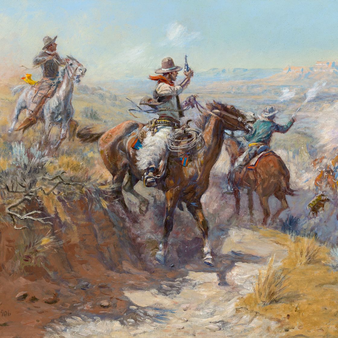 Charles Marion Russell — Выкуривая Их оттуда, изображение 1